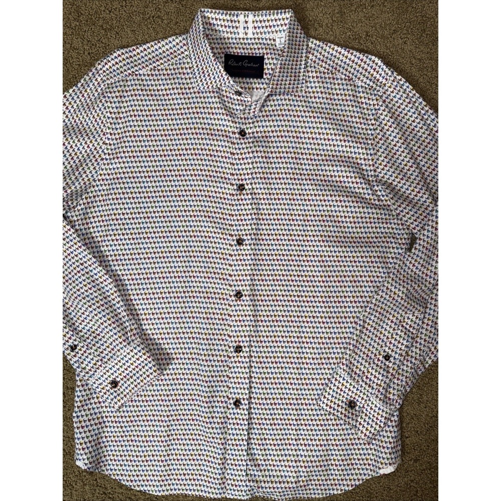 Robert Graham Large‎ Tailored Fit Oscar Button Up Shirt Skulls All Over
